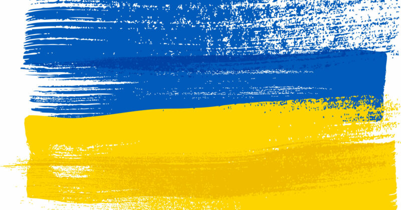 Mit Pinselstrichen gemalte ukrainische Flagge